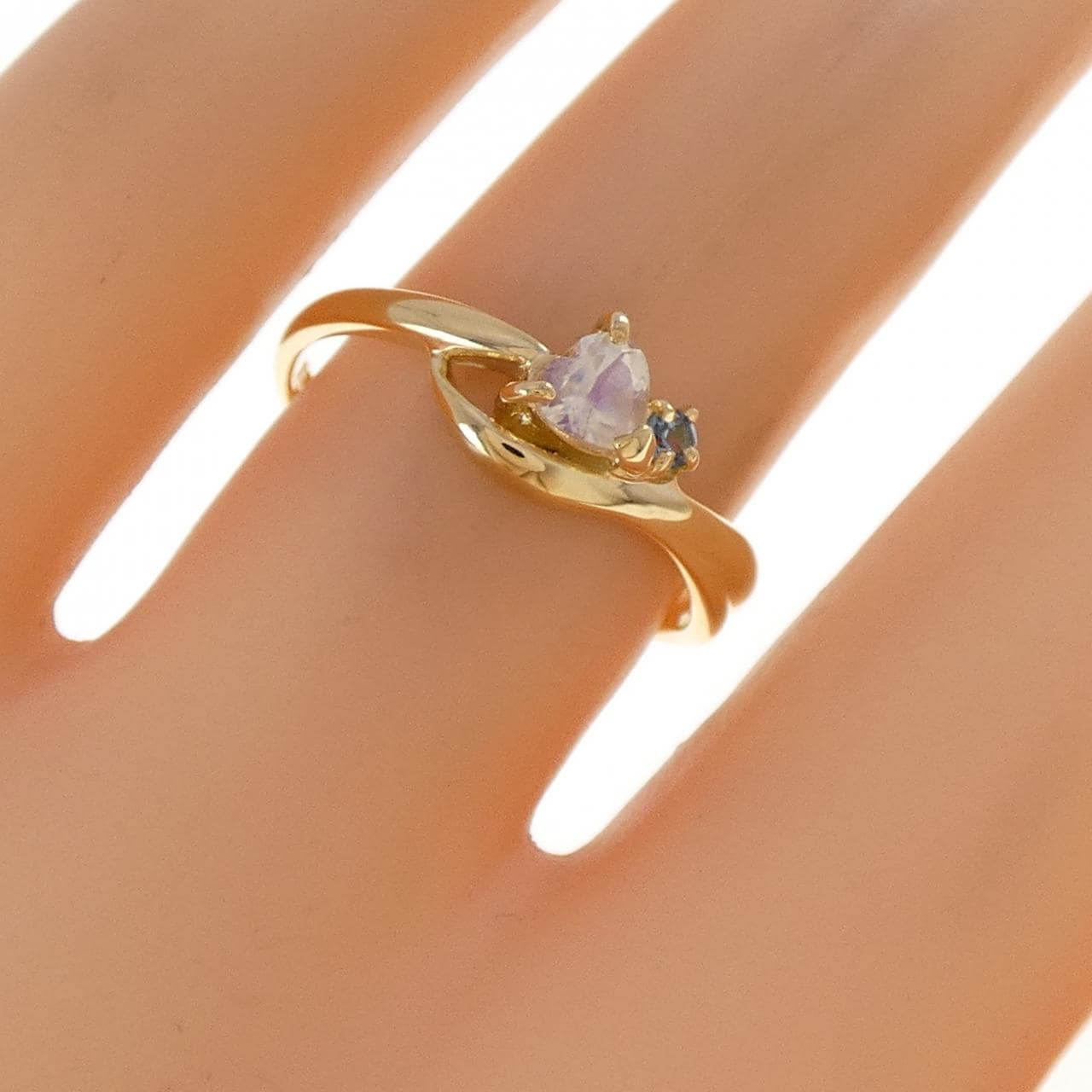 K18YG ハート ラブラドライト リング