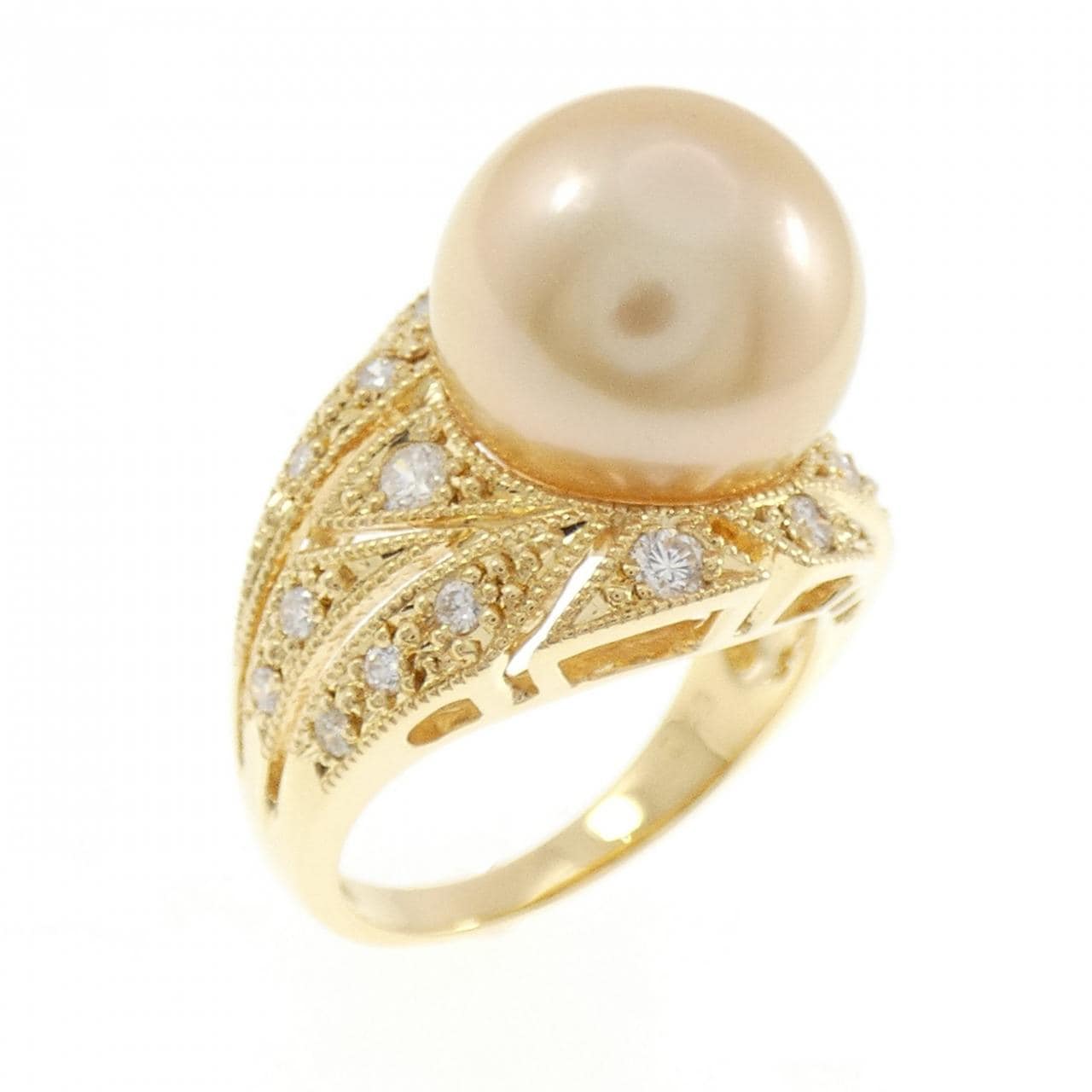 K18YG 白蝶パール リング 12.3mm