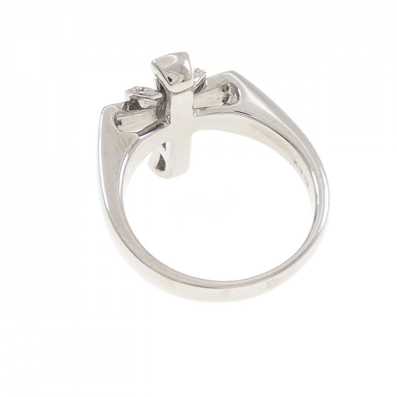 K18WG クロス ダイヤモンド リング 0.16CT