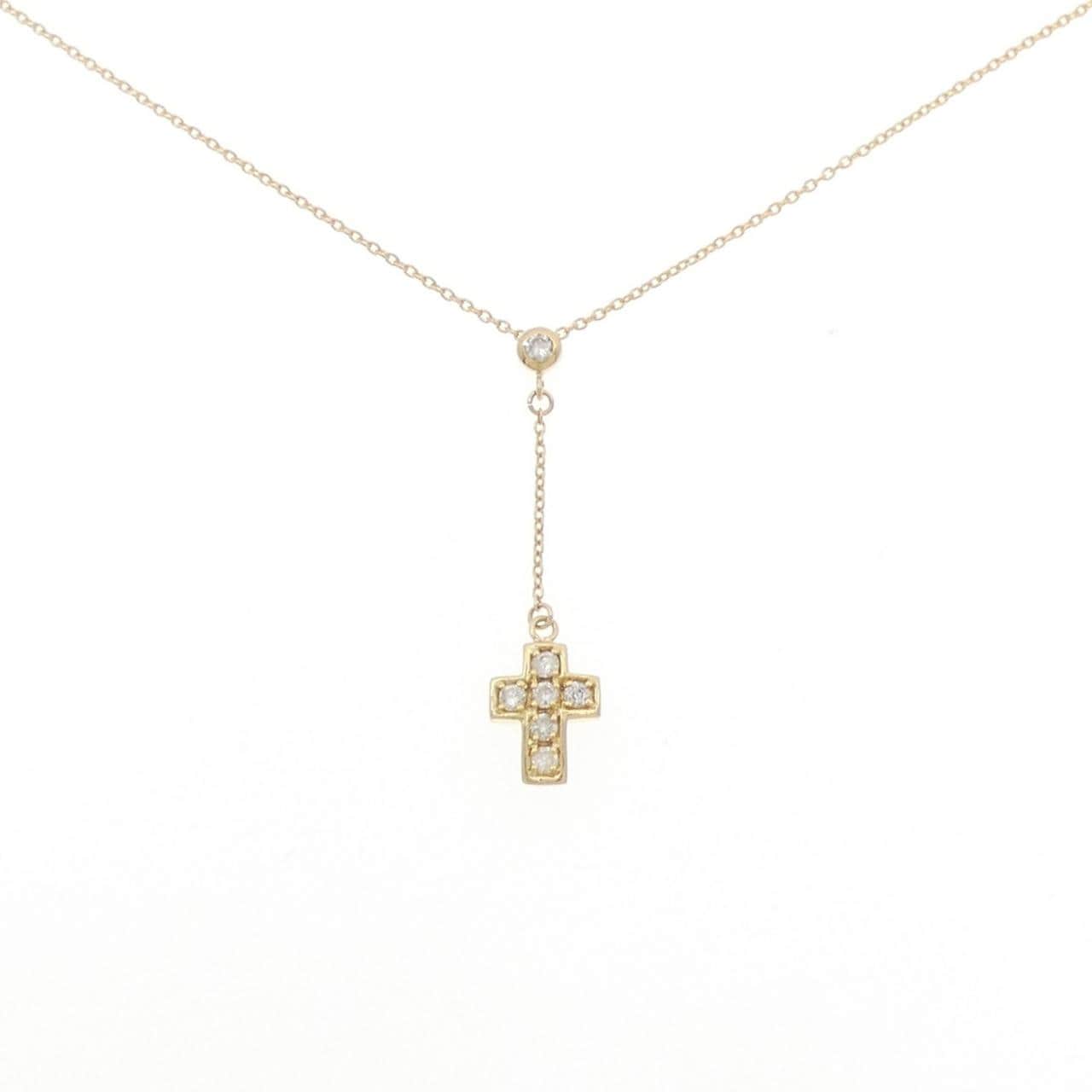 K18YG クロス ダイヤモンド ネックレス 0.15CT