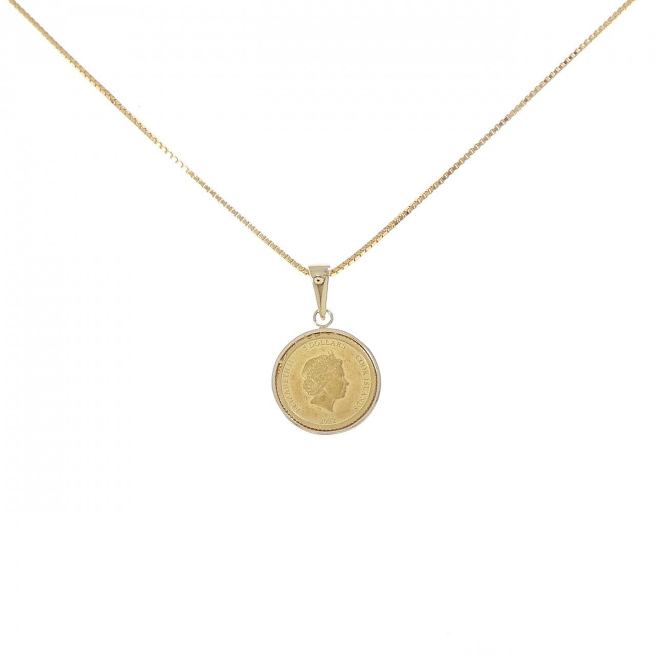 K18YG/K24YG(枠) コイン ネックレス
