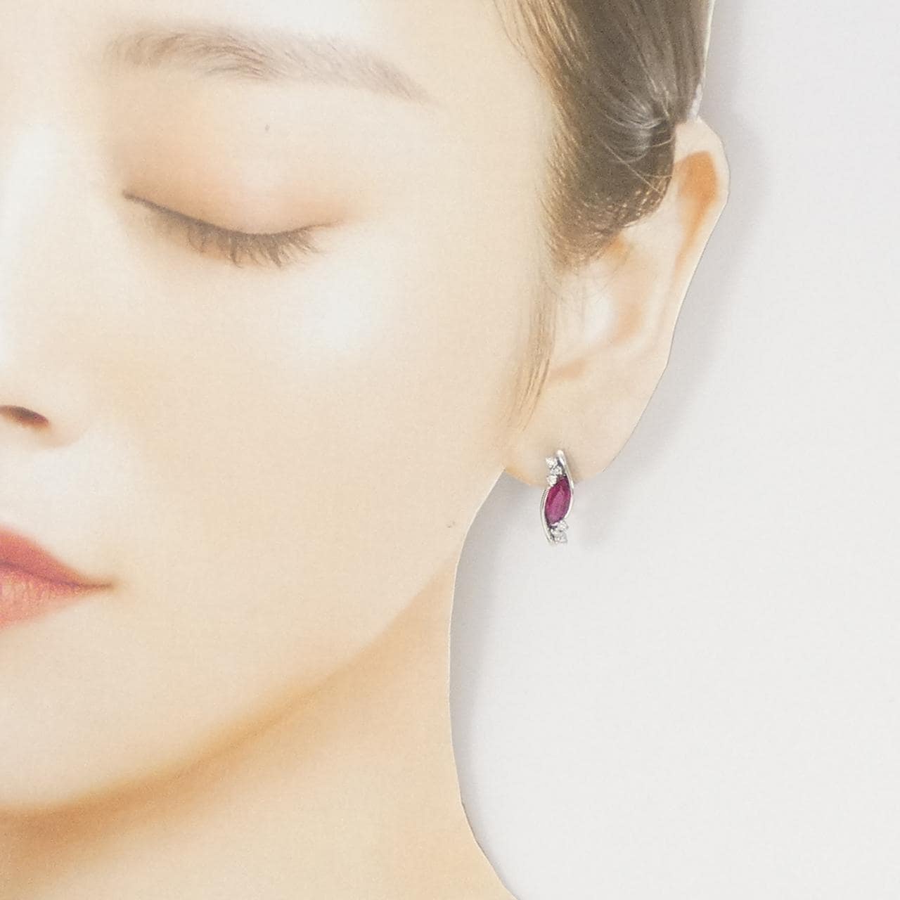 PT900/K14WG ルビー イヤリング 1.41CT