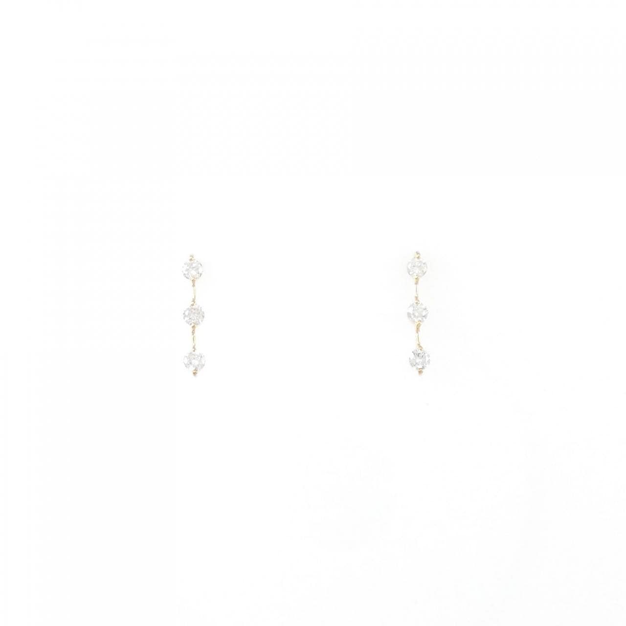 [Remake] K18YG three stone Diamond earrings 0.20CT