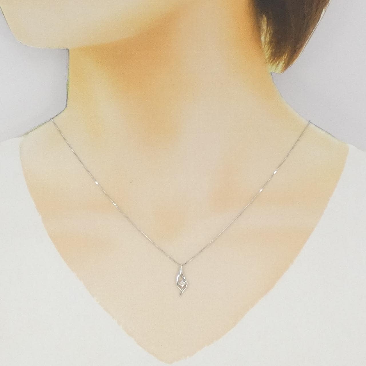 K10WG ダイヤモンド ネックレス 0.06CT