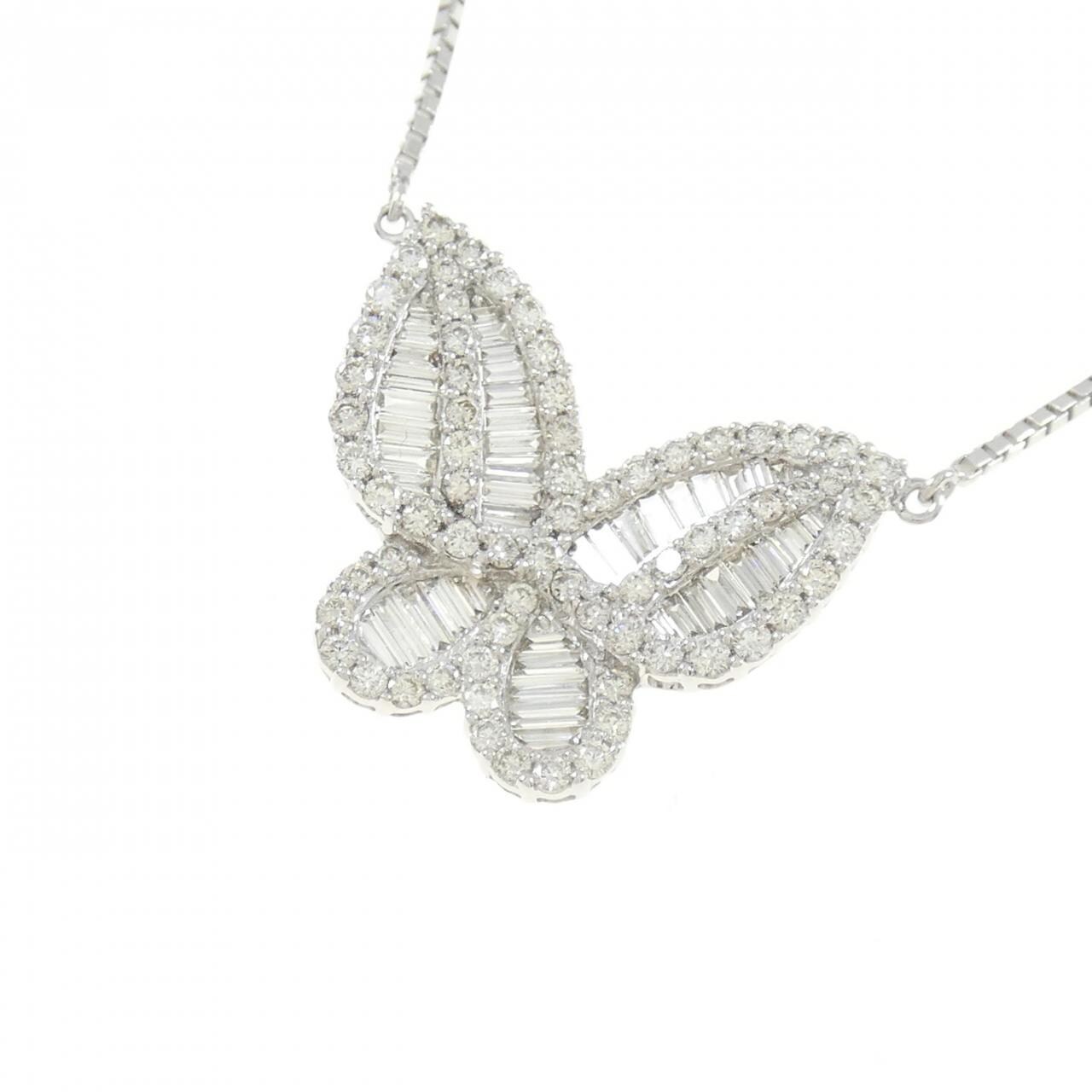 K18WG Butterfly Diamond Necklace 1.33CT