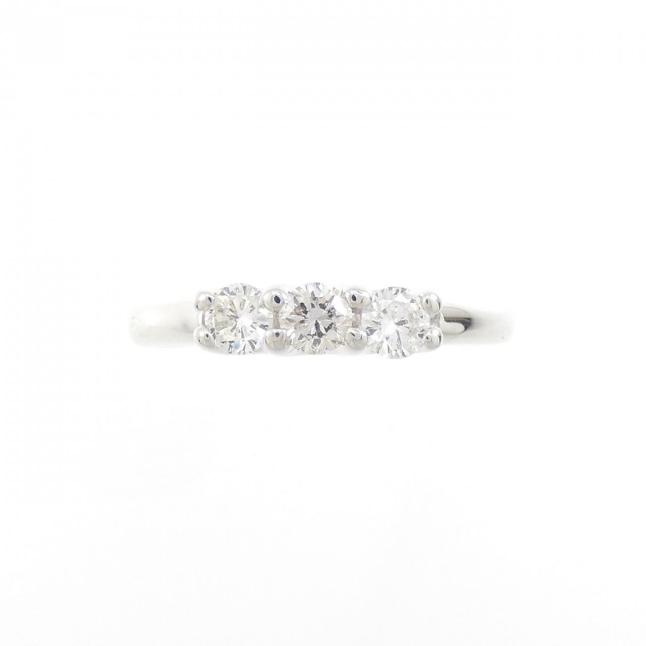 K18WG スリーストーン ダイヤモンド リング 0.30CT