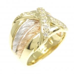 K18YG/PT900/K18PG ダイヤモンド リング 0.08CT