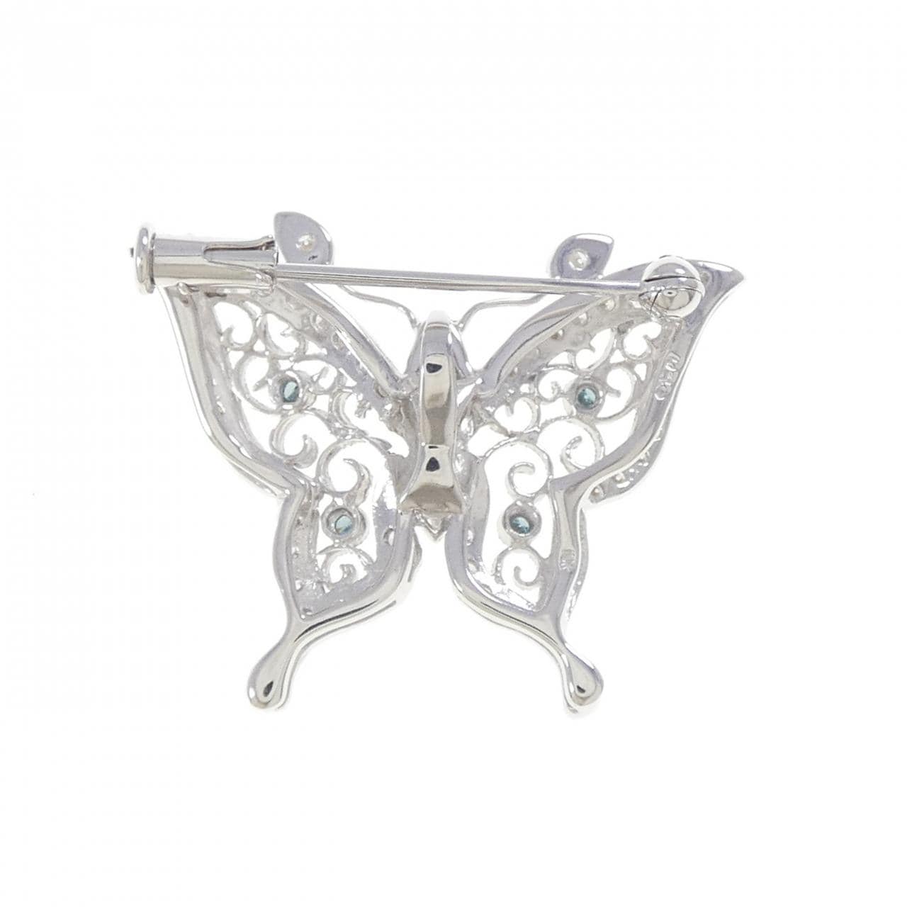 18KWG バタフライ ダイヤモンド ブローチ 0.46CT