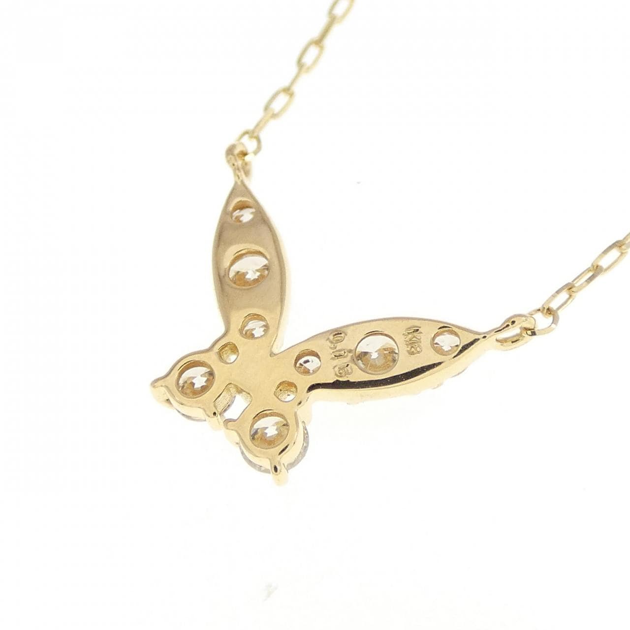 [BRAND NEW] K18YG Butterfly Diamond Necklace 0.15CT