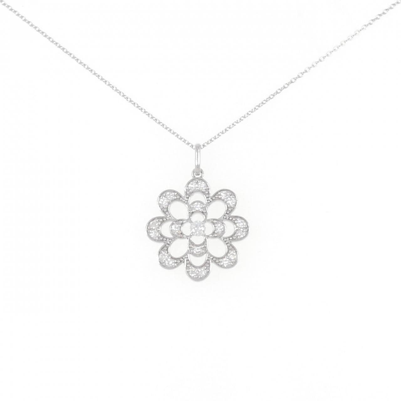 K18WG flower Diamond necklace 0.30CT