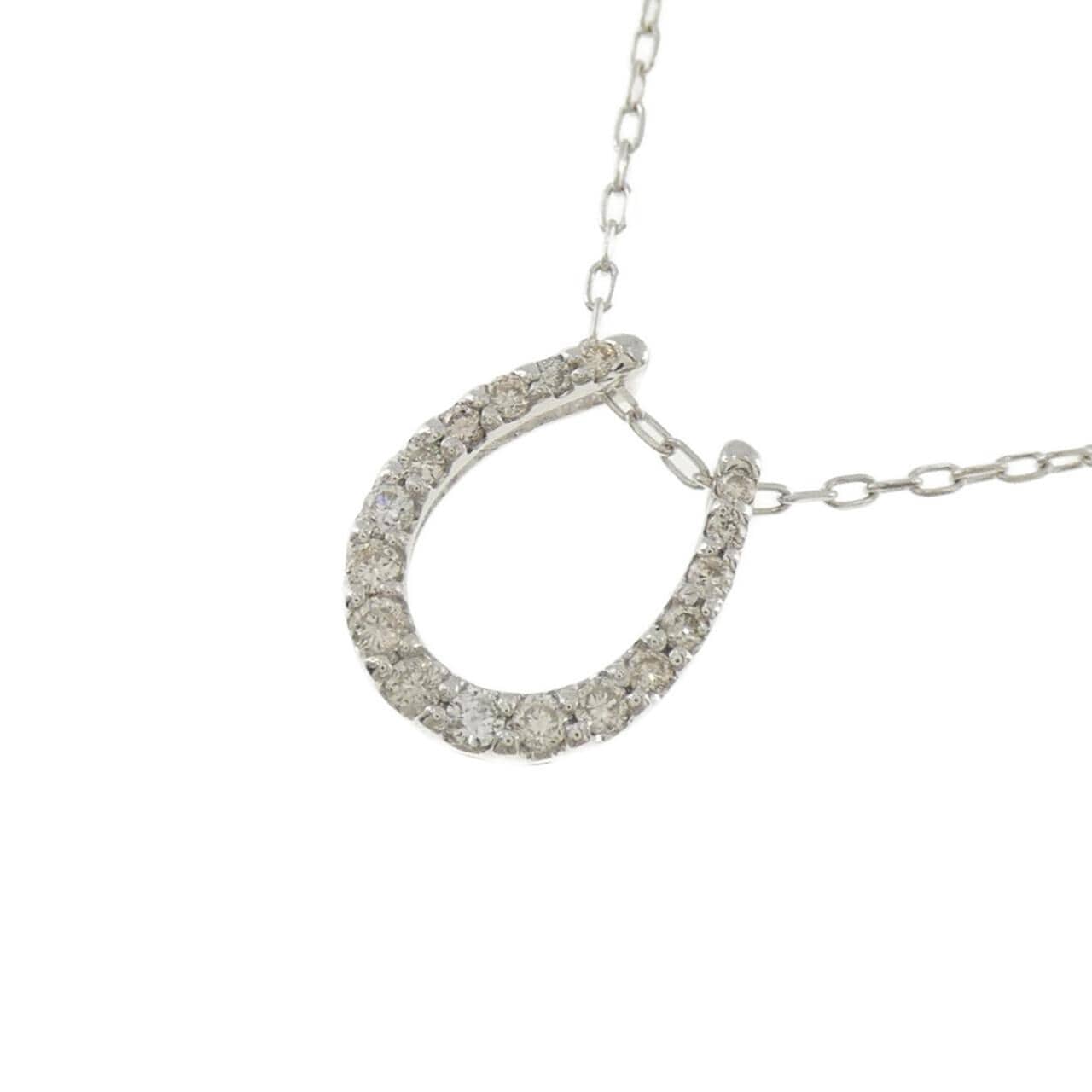 K18WG ホースシュー ダイヤモンド ネックレス 0.20CT