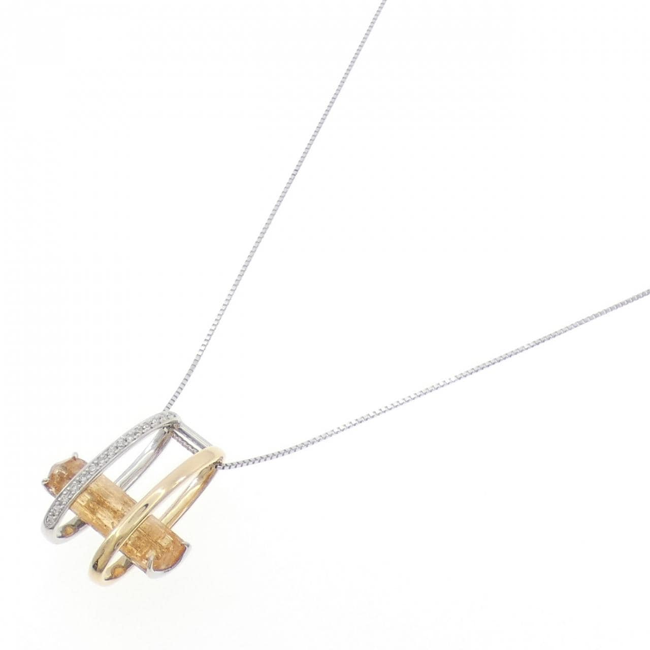 K18白金/K18黄金帝王托帕石项链，5.96克拉