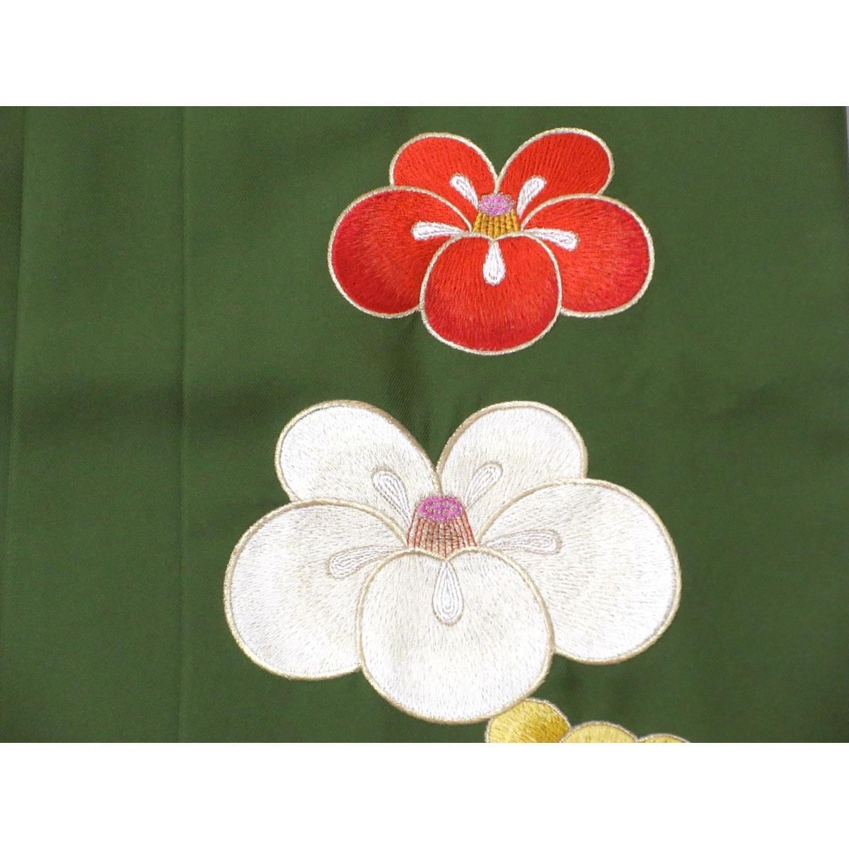 女袴　紅一点　刺繍入り　紐下９４ｃｍ　Ｌサイズ