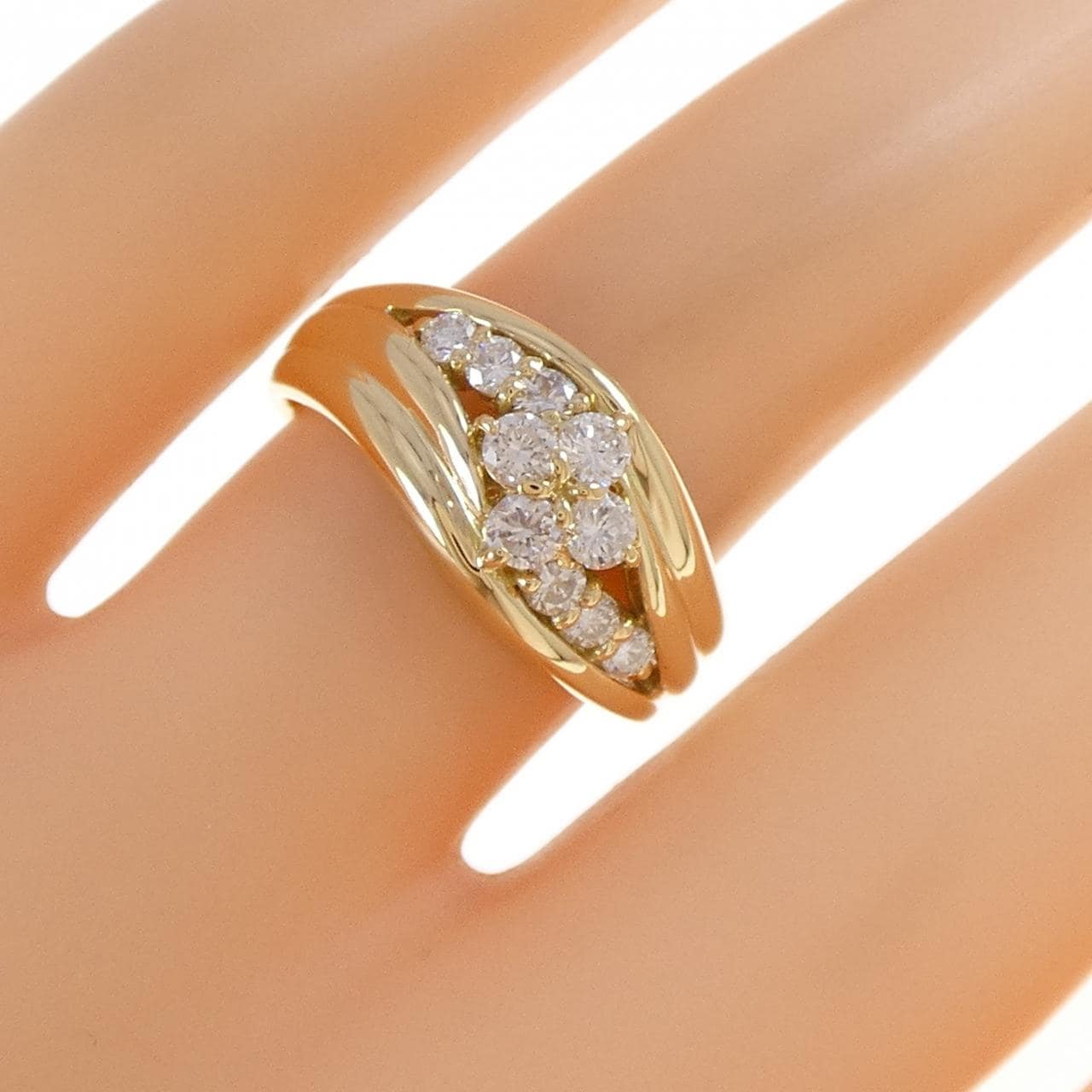 K18YG フラワー ダイヤモンド リング 0.50CT