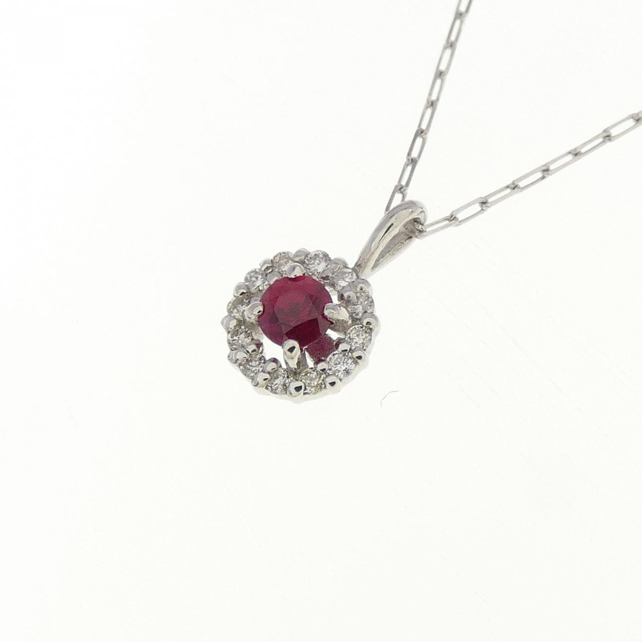 【新品】PT900 ルビー ネックレス 0.04CT