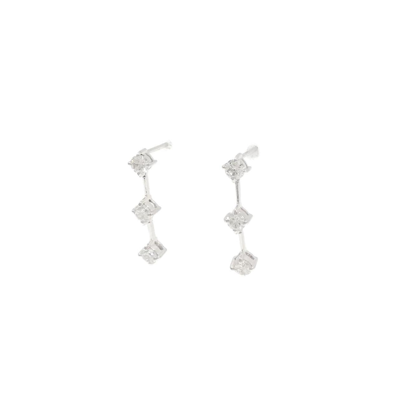 K14WG Three Stone Diamond Earrings 0.50CT