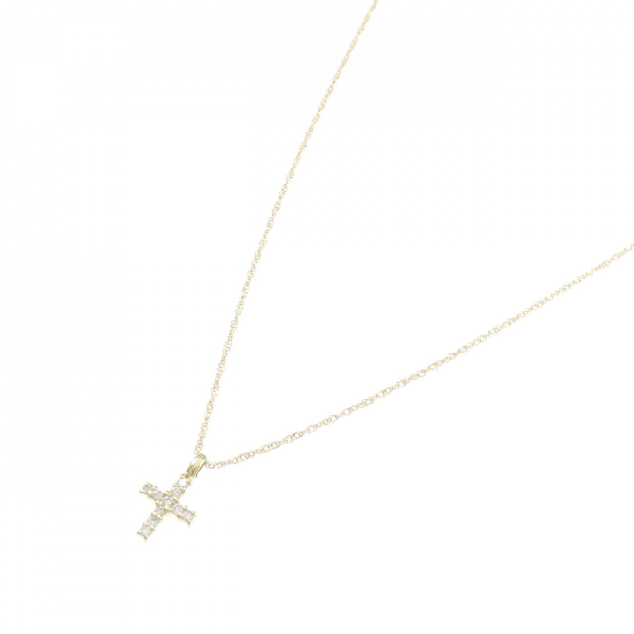 K18YG クロス ダイヤモンド ネックレス 0.10CT