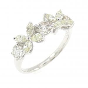 K18WG フラワー ダイヤモンド リング 1.00CT
