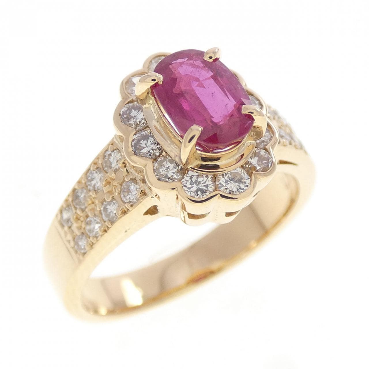 K18YG ルビー リング 0.87CT