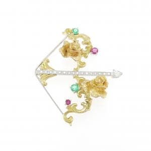 イワクラコウジ カラーストーン ブローチ