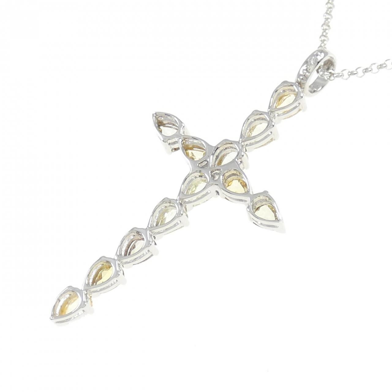 750WG/K18WG クロス ダイヤモンド ネックレス 1.27CT