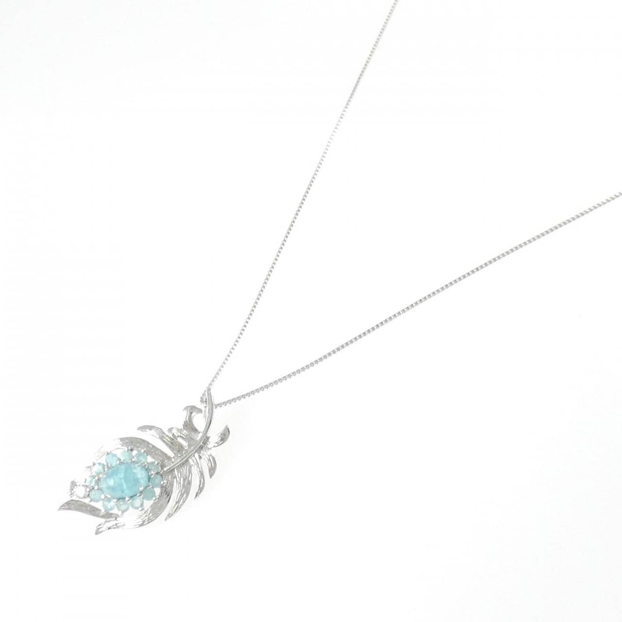 K18WG フェザー トルマリン ネックレス 0.60CT