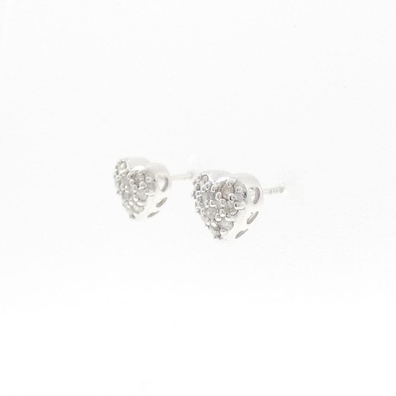 K18WG ハート ダイヤモンド ピアス 0.20CT