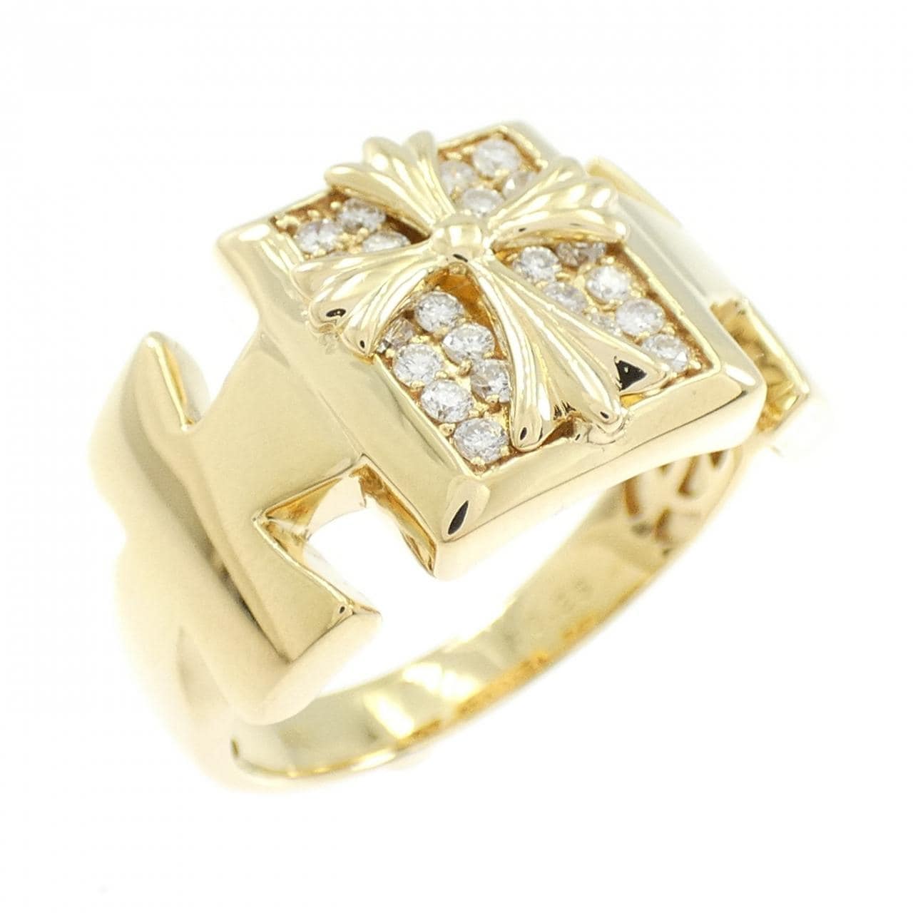 K18YG クロス ダイヤモンド リング 0.25CT