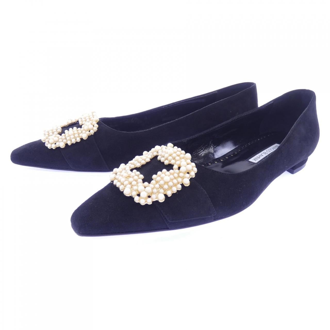 マノロブラニク MANOLO BLAHNIK GIBFLA パール フラットシューズ