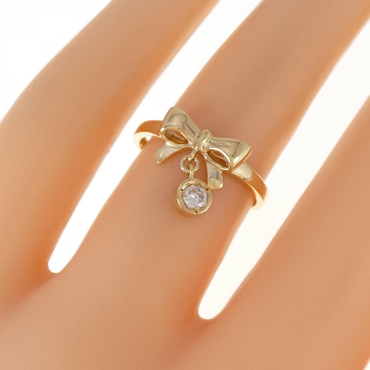 K18YG リボン ダイヤモンド リング 0.07CT