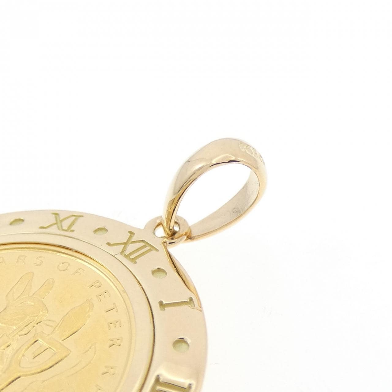 K18YG frame coin pendant