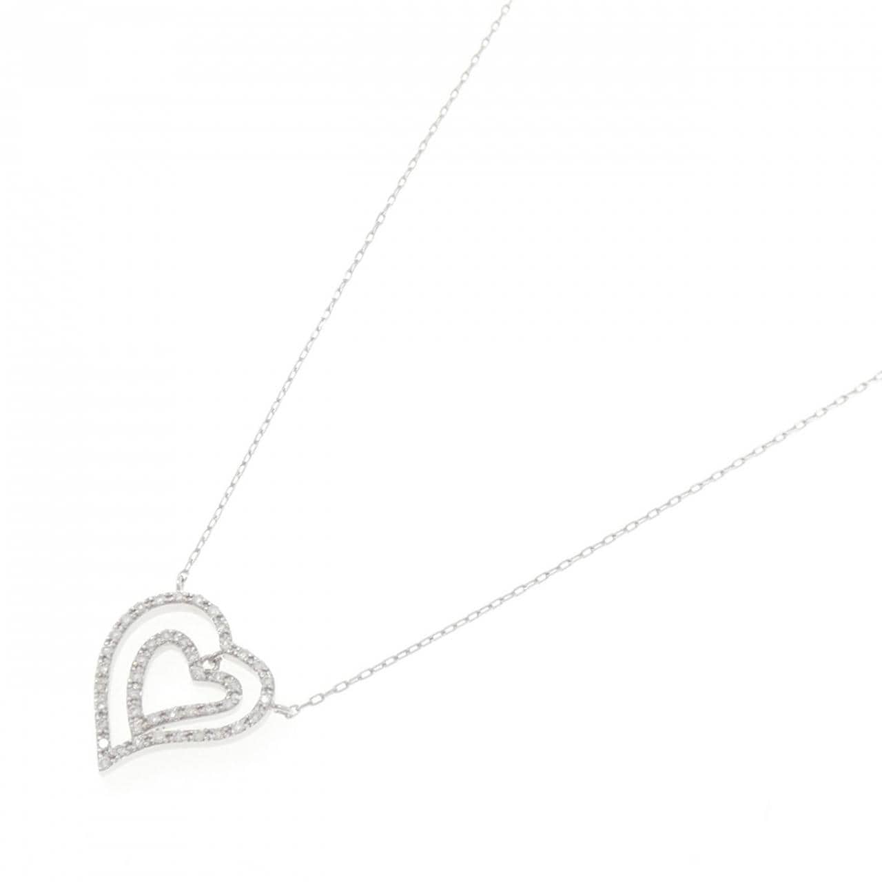 K18WG ハート ダイヤモンド ネックレス 0.18CT