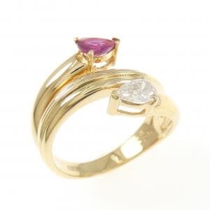 K18YG ルビー リング 0.34CT