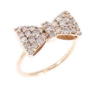 K10PG リボン ダイヤモンド リング 0.30CT