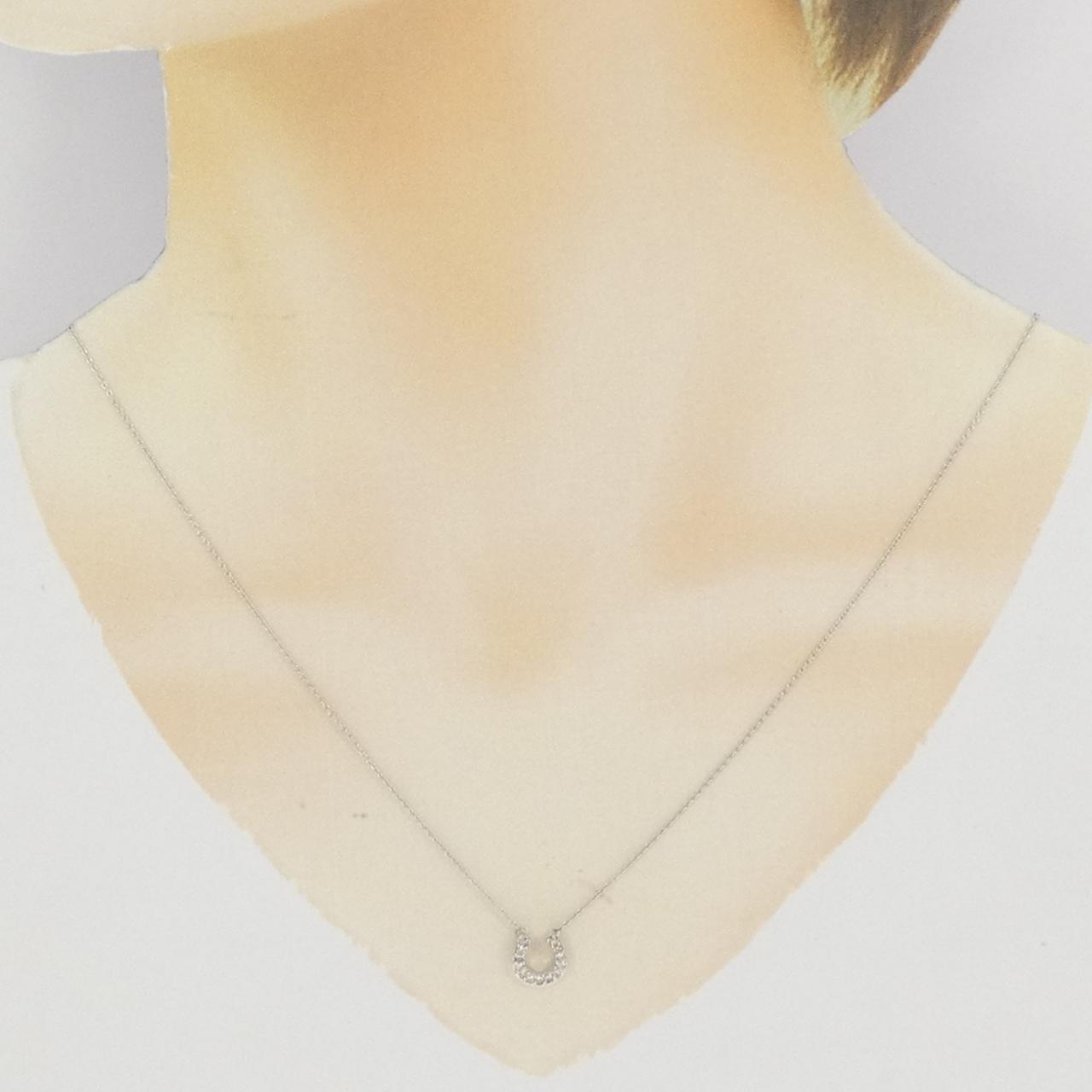K18WG ホースシュー ダイヤモンド ネックレス 0.13CT