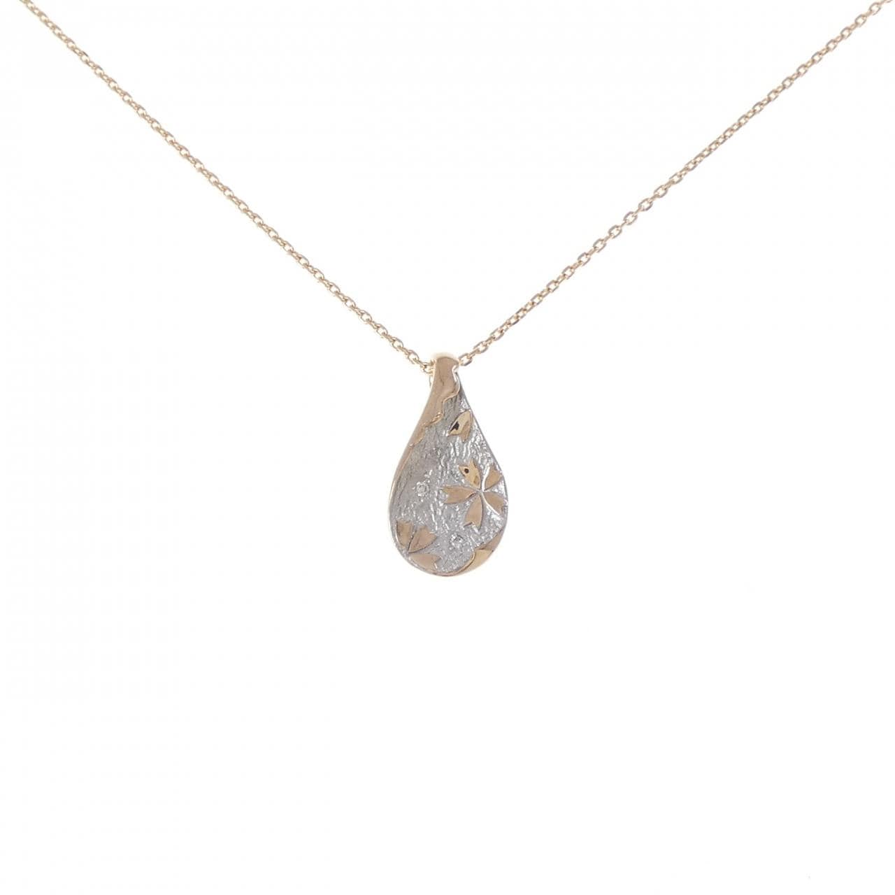 K18PG/K18WG フラワー ダイヤモンド ネックレス 0.01CT