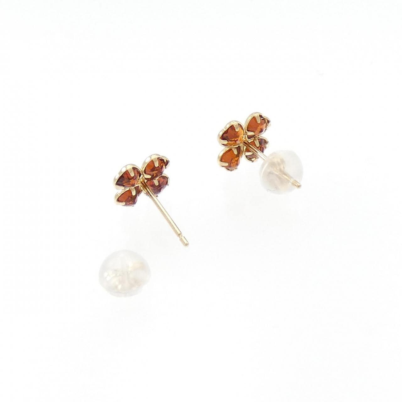 【新品】K10YG フラワー ガーネット ピアス