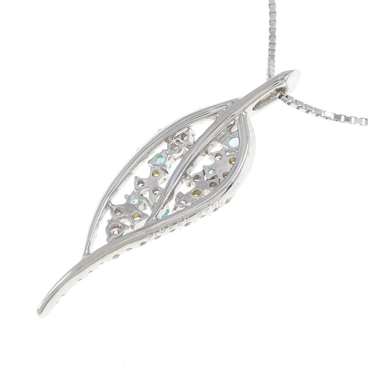 K18WG リーフ トルマリン ネックレス 0.14CT