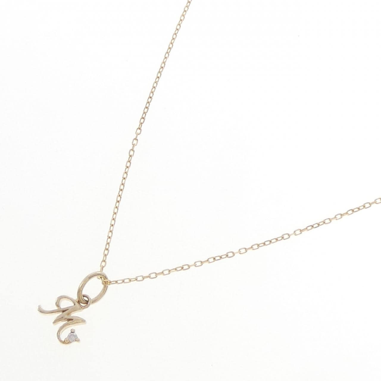 K10YG イニシャルM ダイヤモンド ネックレス 0.01CT