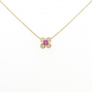K18YG フラワー ルビー ネックレス 0.22CT