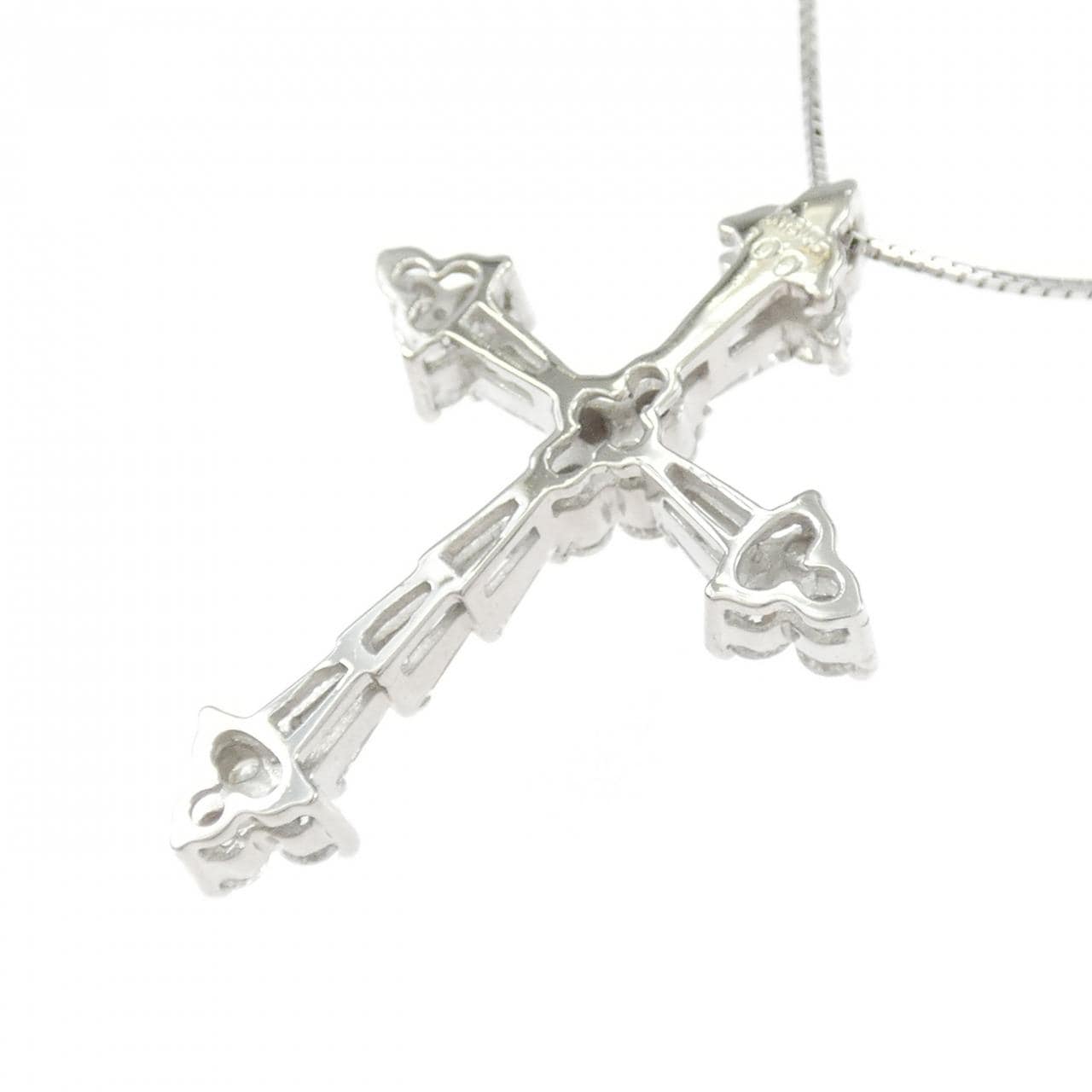 K18WG クロス ダイヤモンド ネックレス 1.00CT