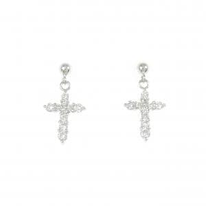 PT900 クロス ダイヤモンド ピアス 0.30CT