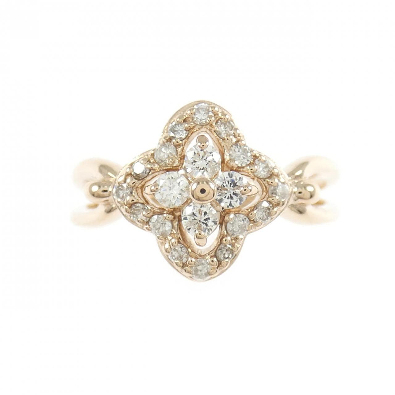 K18PG フラワー ダイヤモンド リング 0.30CT
