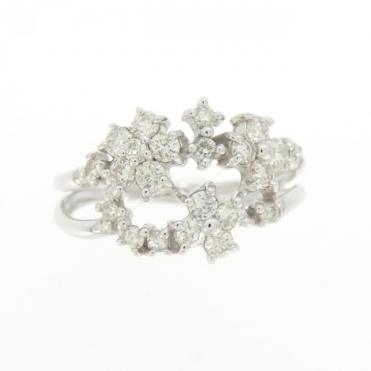 K18WG Flower Diamond Ring 0.56CT