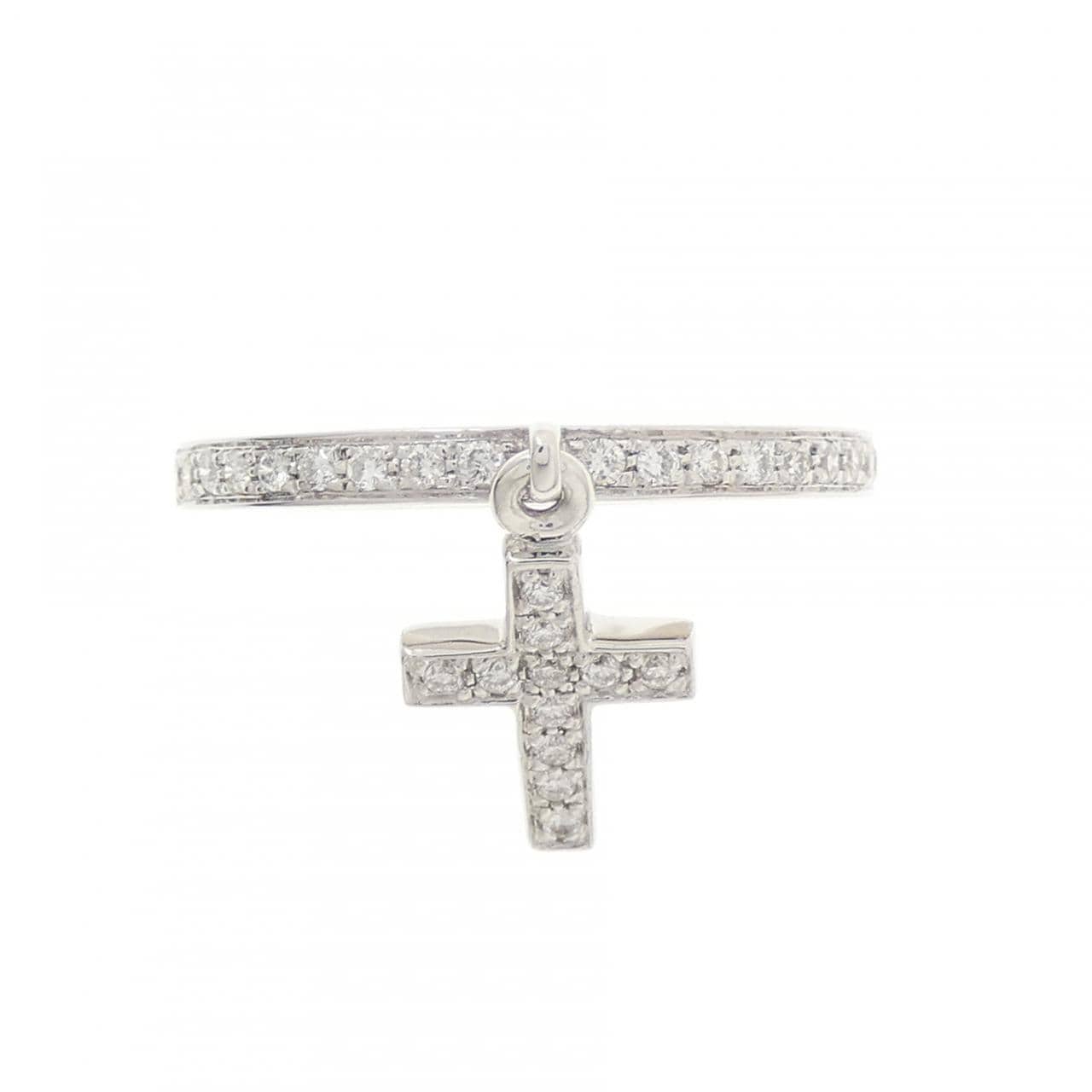 K18WG クロス ダイヤモンド リング 0.16CT