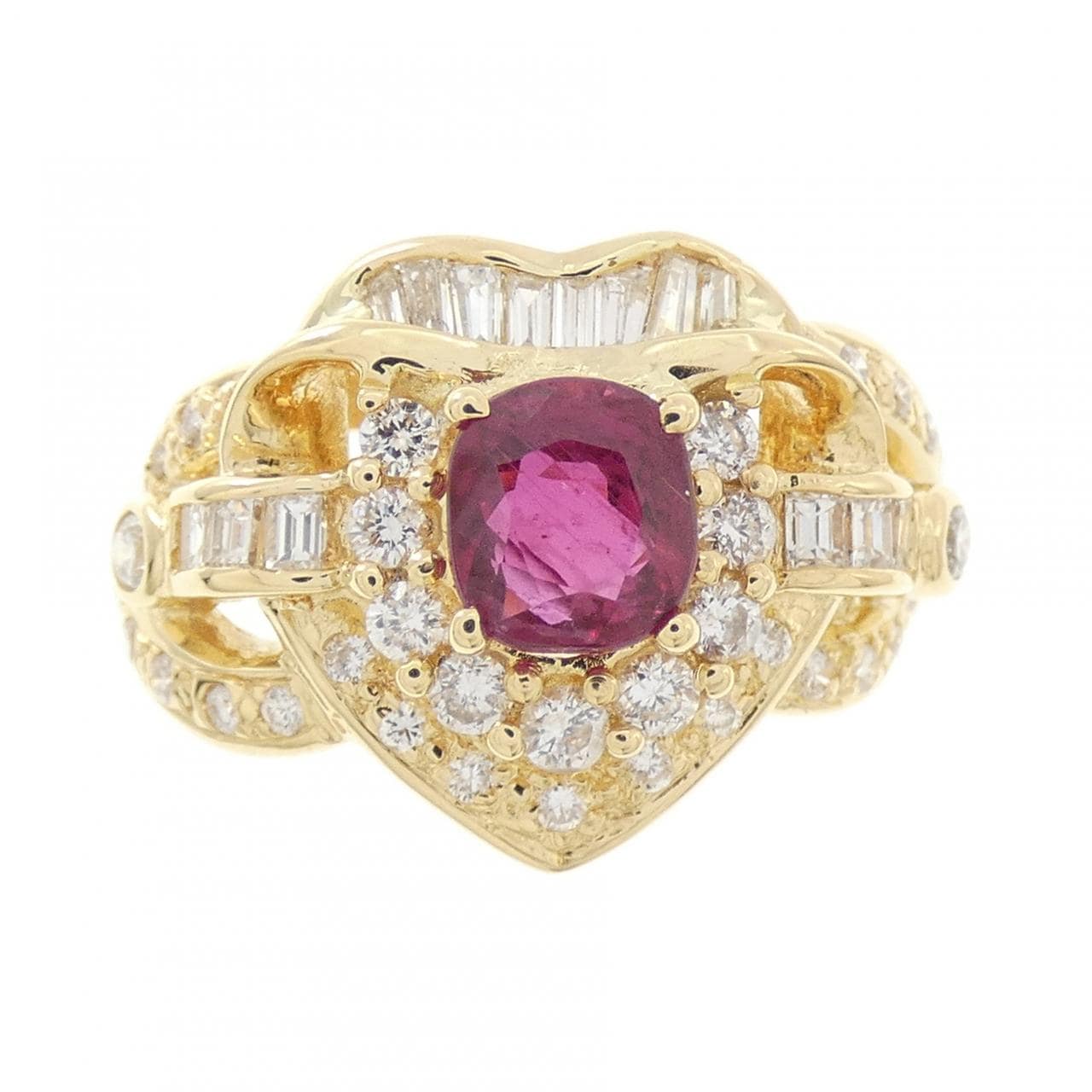 K18YG ハート ルビー リング 1.08CT
