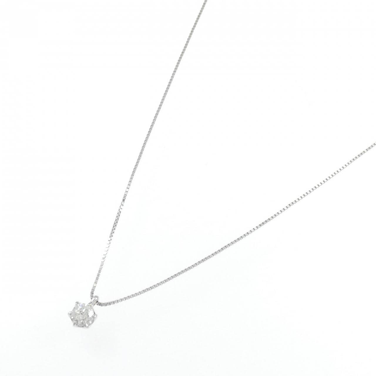 K18WG/750WG ソリティア ダイヤモンド ネックレス 0.20CT