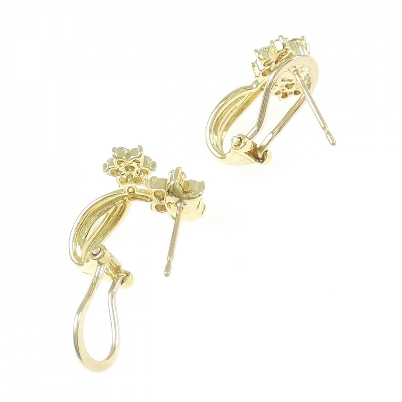 K18YG フラワー ダイヤモンド ピアス 0.72CT