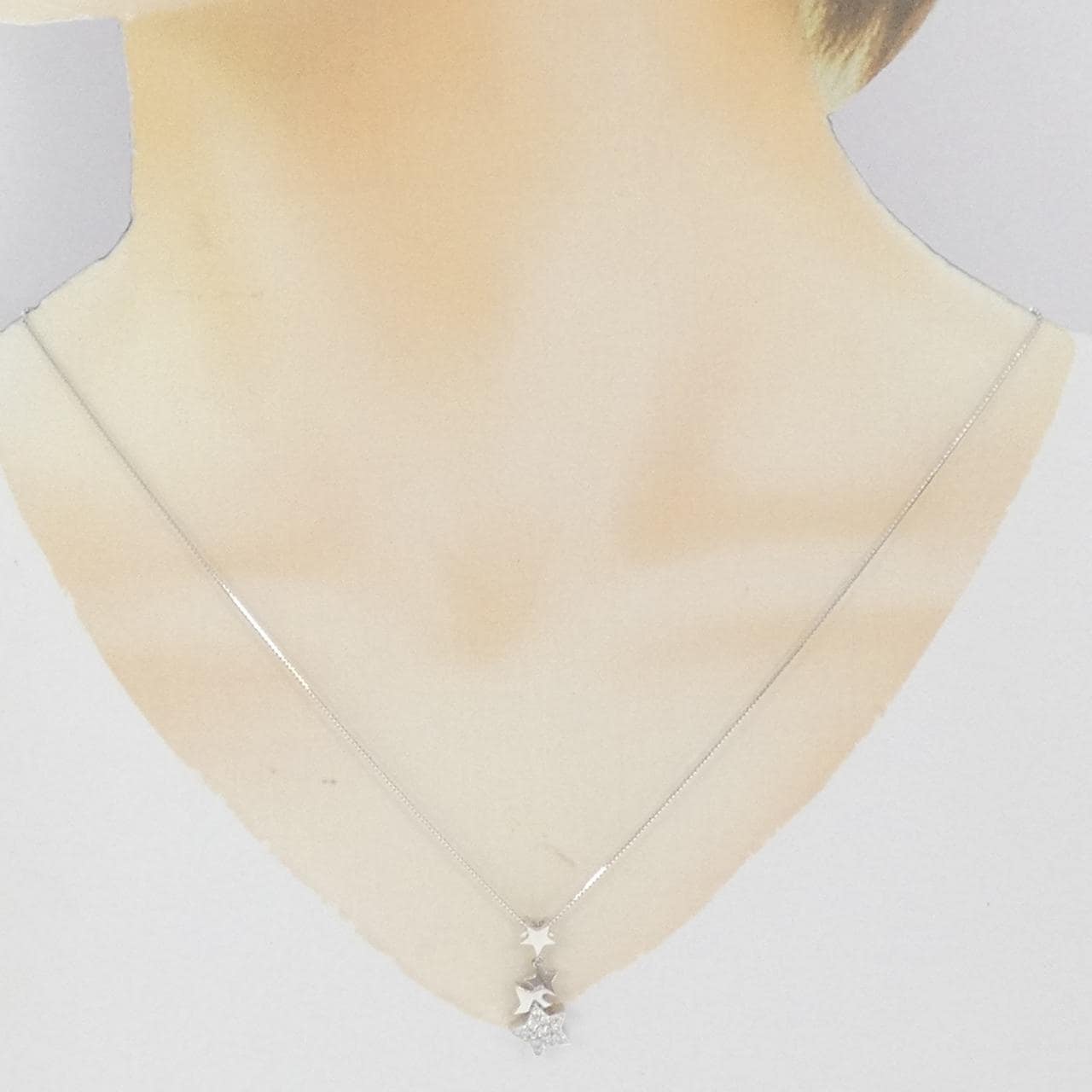 K18WG スター ダイヤモンド ネックレス 0.20CT