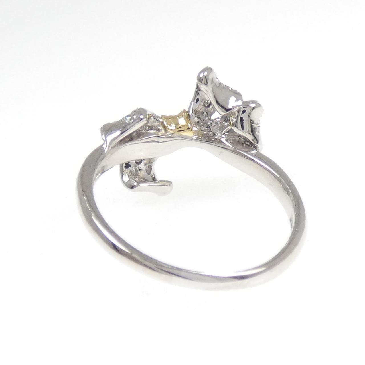 PT900/K18YG リボン ダイヤモンド リング 0.21CT